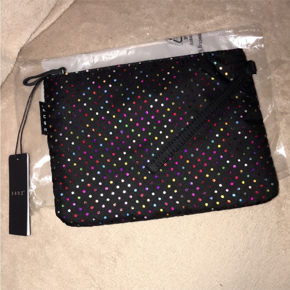 Senz Faye Sparkling Colours Clutch / mini bag New black and multi colored dots